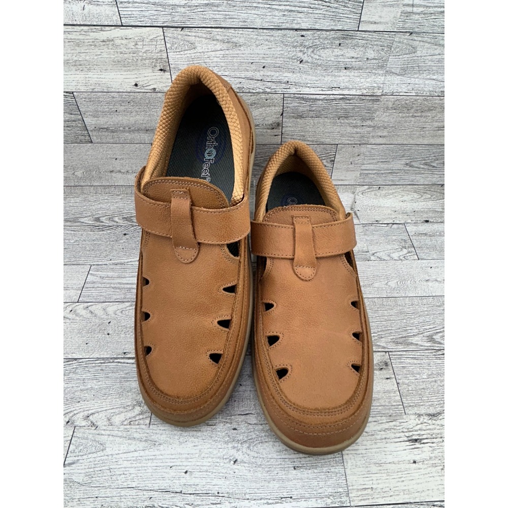 Orthofeet‎ 896 Women Sz 10 B Tan Brown Leather Fisherman Sandals Comfort Shoes
